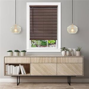 30 x 64 in. GII Luna CordlessVinyl Light Filtering Plantation Blinds, Mahogany